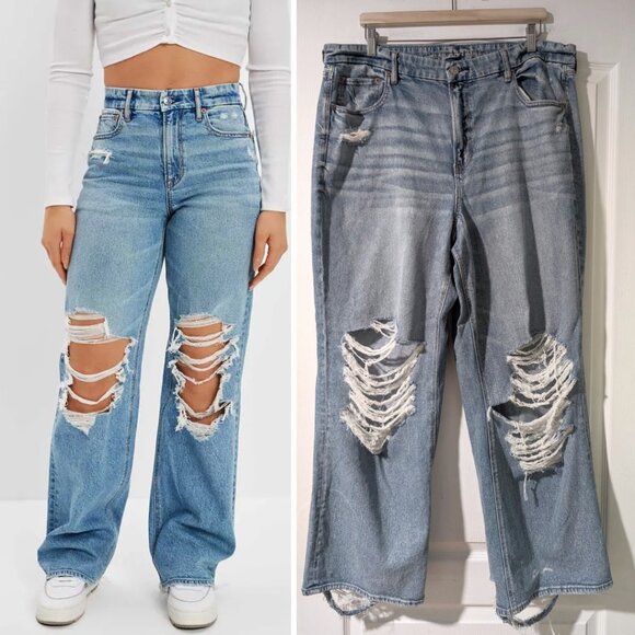 NEW AE | Stretch Curvy Super High-Waisted Baggy Straight Jean (20-Reg) - Picture 1 of 12
